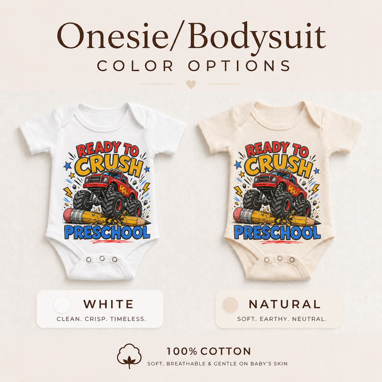 Ready To Crush Preschool Kids Graphic Tee, Monster Truck Back To School Shirt, Boys First Day Of School T-Shirt
