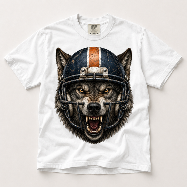 Wolf Football Mascot Shirt, Fierce Game Day Graphic Tee, Comfort Colors Sports Shirt, Football Fan Gift