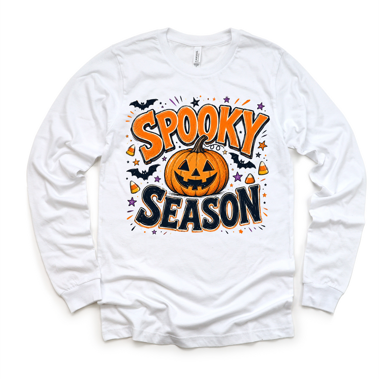 Kids Spooky Season Halloween Tee - Fall Pumpkin Jack-O-Lantern Shirt