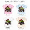 Green Grumpy Christmas Monster Truck Shirt for Kids short sleeve tee color options