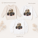Skull monster truck long sleeve tee and kids sweatshirt options