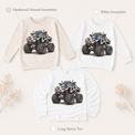 Cow monster truck long sleeve tee and kids sweatshirt options
