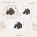 Horse monster truck long sleeve tee and kids sweatshirt options