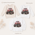 Pig monster truck long sleeve tee and kids sweatshirt options