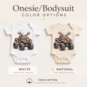 Reindeer Monster Truck Christmas Shirt for Kids baby bodysuit color options