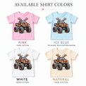 Reindeer Monster Truck Christmas Shirt for Kids short sleeve tee color options