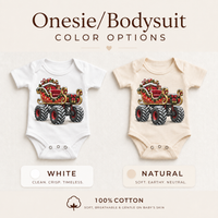Santa Sleigh Monster Truck Christmas Shirt for Kids baby bodysuit color options