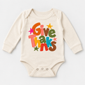 Give Thanks colorful Thanksgiving natural long sleeve baby bodysuit