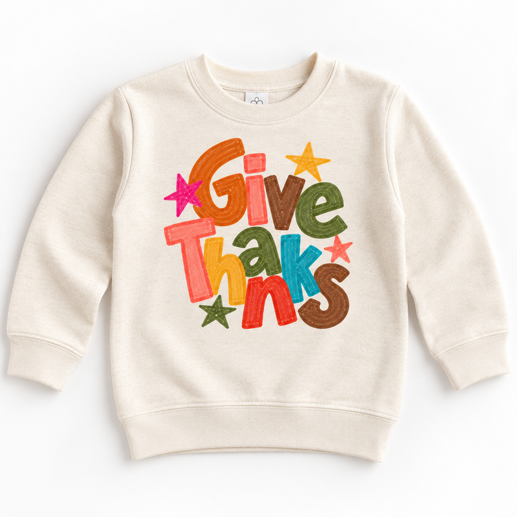 Give Thanks colorful Thanksgiving natural sweatshirt