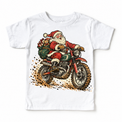 Vintage Santa motorcycle Christmas graphic on White Short Sleeve Tee