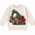 Merry Christmas excavator graphic on Natural Heather Sweatshirt