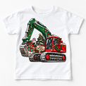 Merry Christmas excavator graphic on White Short Sleeve Tee