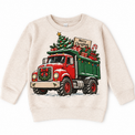 Merry Christmas dump truck graphic on Natural Heather Sweatshirt