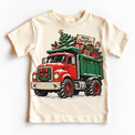 Merry Christmas dump truck graphic on Natural Short Sleeve Tee