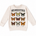 Butterfly field guide graphic on natural heather sweatshirt