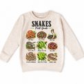 Snake field guide graphic on a natural heather sweatshirt