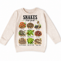 Snake field guide graphic on a natural heather sweatshirt