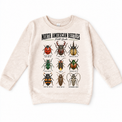Beetle field guide graphic on a natural heather sweatshirt