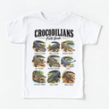 Crocodilian field guide graphic on White Short Sleeve Tee