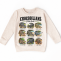 Crocodilian field guide graphic on Natural Heather Sweatshirt