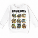 Crocodilian field guide graphic on White Sweatshirt