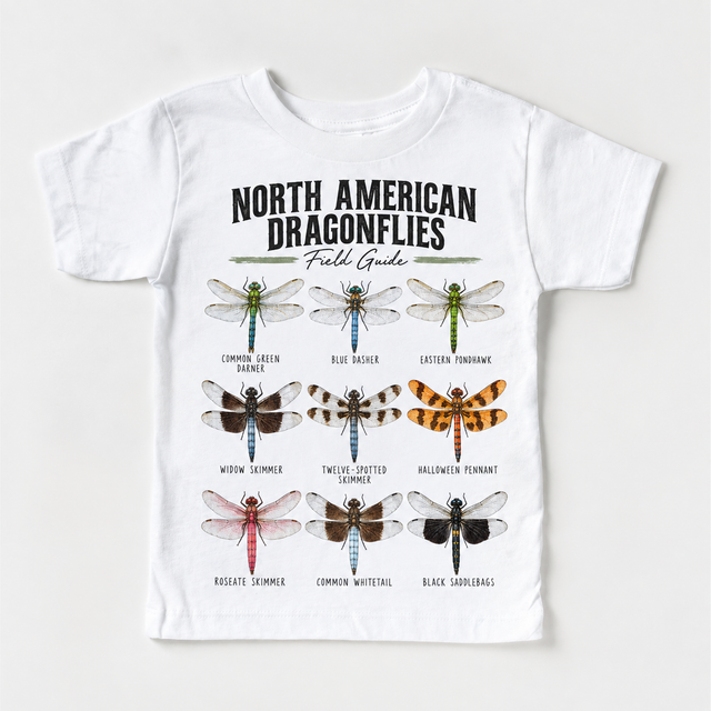 Dragonfly field guide graphic on White Short Sleeve Tee