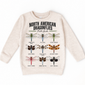 Dragonfly field guide graphic on Natural Heather Sweatshirt