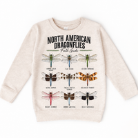 Dragonfly field guide graphic on Natural Heather Sweatshirt