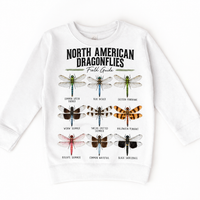 Dragonfly field guide graphic on White Sweatshirt