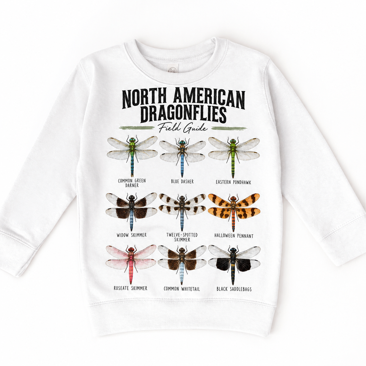Dragonfly field guide graphic on White Sweatshirt