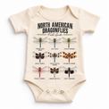 Dragonfly field guide graphic on Natural Onesie