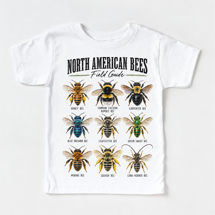 Bee field guide graphic on White Short Sleeve Tee