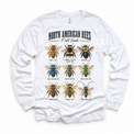 Bee field guide graphic on White Long Sleeve Tee