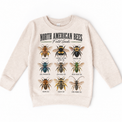 Bee field guide graphic on Natural Heather Sweatshirt