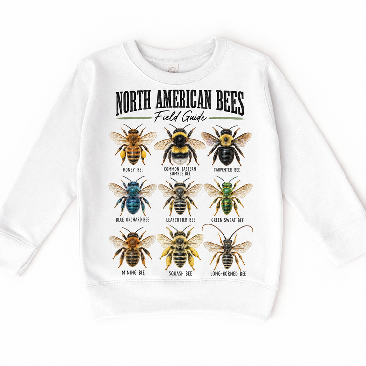 Bee field guide graphic on White Sweatshirt