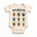 Bee field guide graphic on Natural Onesie