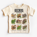 Gecko field guide graphic on Natural Short Sleeve Tee