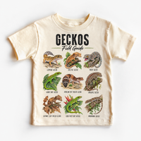 Gecko field guide graphic on Natural Short Sleeve Tee