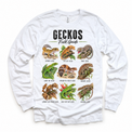 Gecko field guide graphic on White Long Sleeve Tee