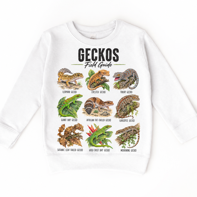 Gecko field guide graphic on White Sweatshirt
