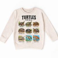Turtle field guide graphic on Natural Heather Sweatshirt