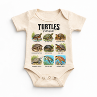 Turtle field guide graphic on Natural Onesie