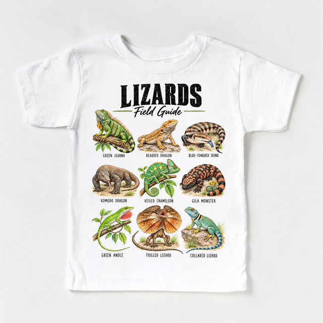 Lizard field guide graphic on White Short Sleeve Tee
