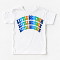 Little Brother colorful arched lettering on white tee