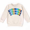 Little Brother colorful arched lettering on natural heather sweatshirt