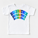 Big Brother colorful arched lettering on white tee