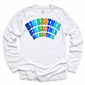 Big Brother colorful arched lettering on white long sleeve tee
