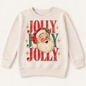 Jolly Santa vintage Christmas design on heathered natural sweatshirt