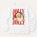 Jolly Santa vintage Christmas design on white long sleeve tee