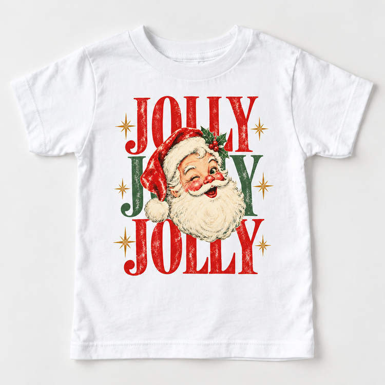 Jolly Santa vintage Christmas design on white tee